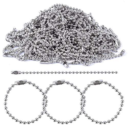 Stainless Steel Ball Chain Tag Key Chain Connector 6 Inch Long 2.4mm Bead Dia 100 Pcs 